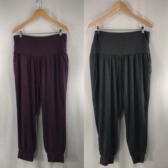 Athleta Pants - Athleta 2X Studio Jogger Pants Plus Size Black Heather Burgundy Lot New